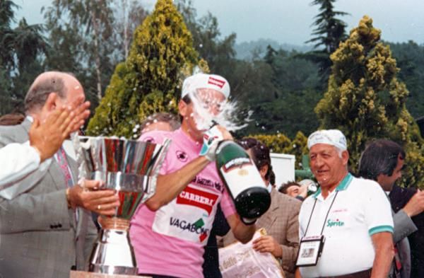 Champagne fail for 1987 Giro d'Italia champion Stephen Roche.