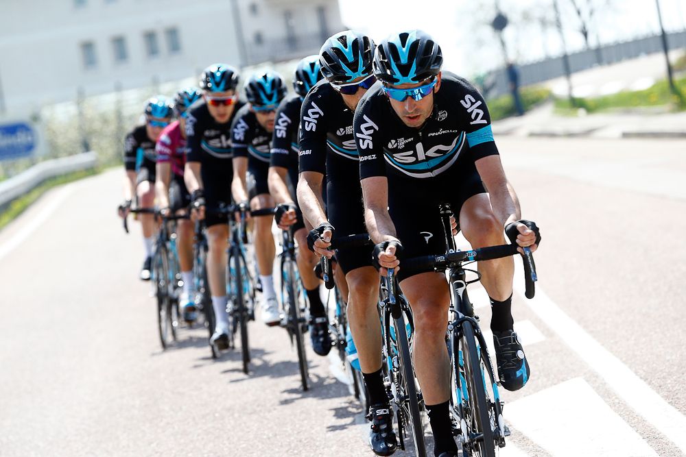 Team Sky on the front during the final stage of Giro del Trentino