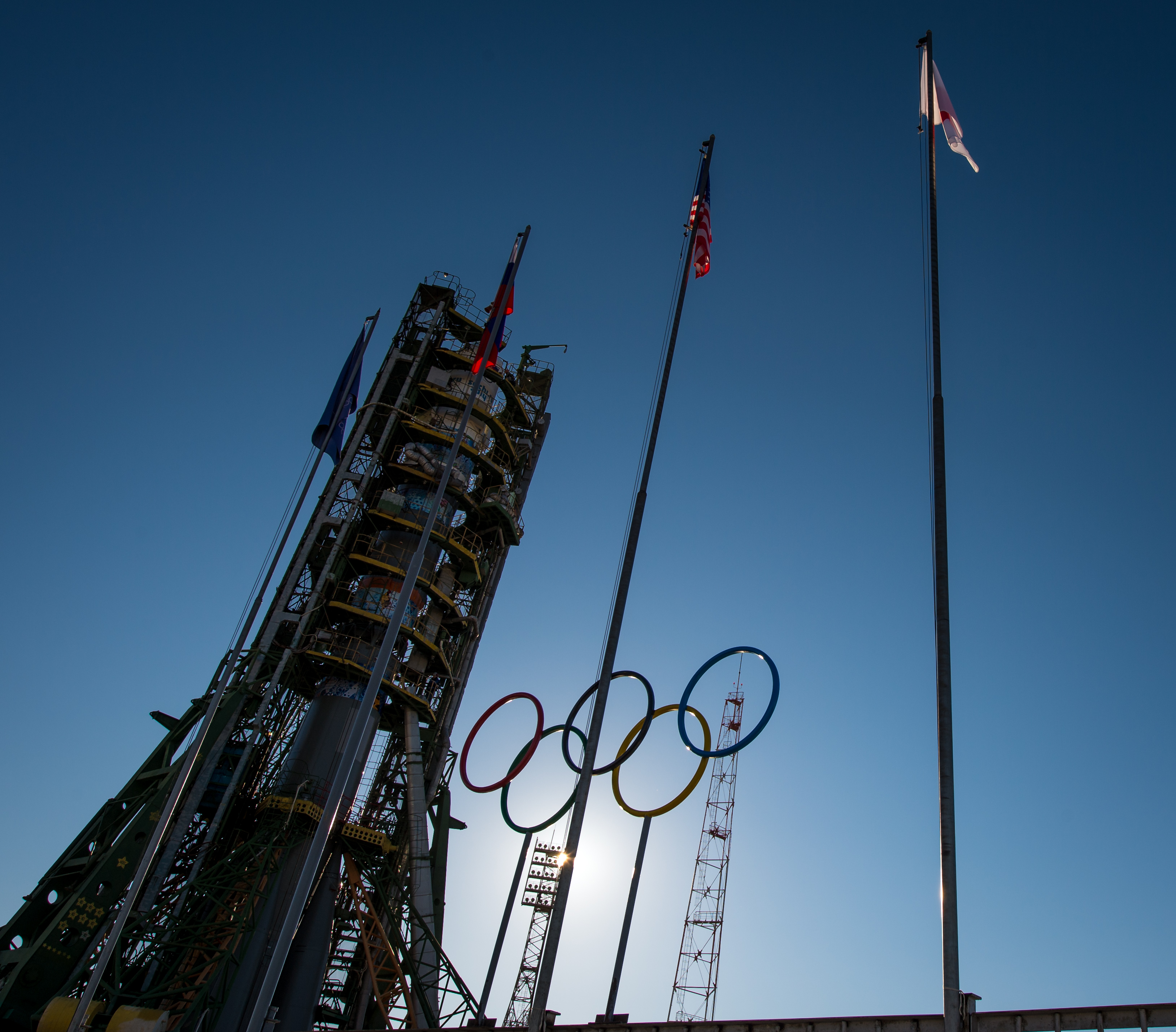 Olympic Rings at Soyuz Launch Pad 