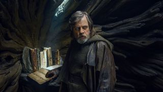 Mark Hamill as Luke Skywalker, in his library, in Star Wars: The Last Jedi