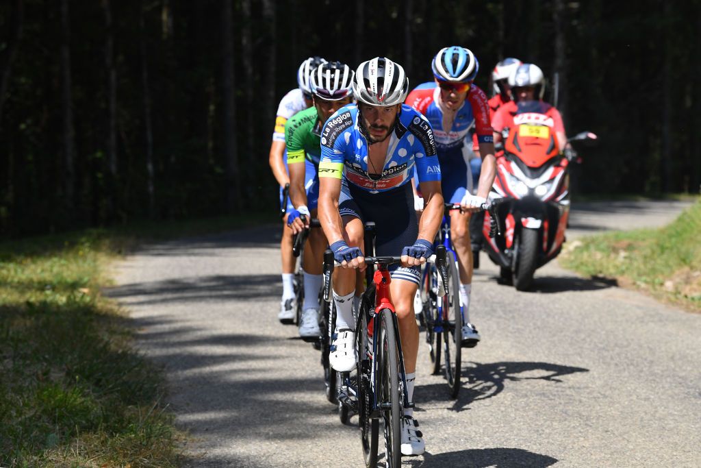 Mountains Classification leader Julien Bernard in the break