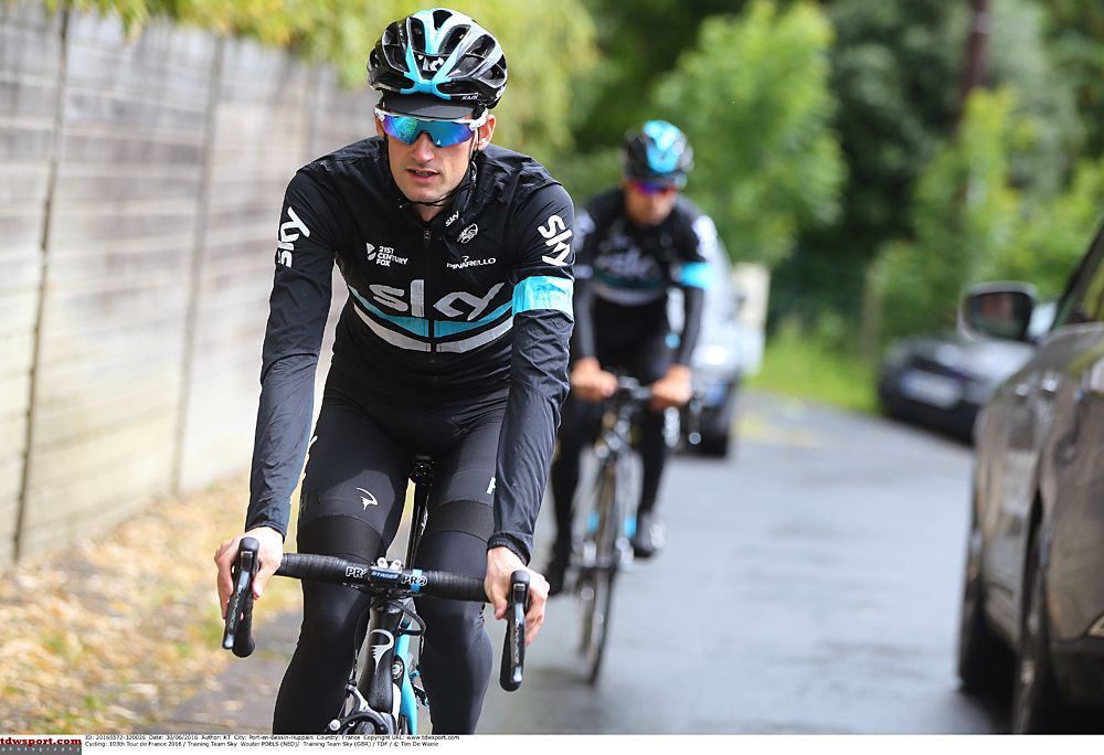Wout Poels and Team Sky training ahead of the Tour de France in Mont-Saint-Michel