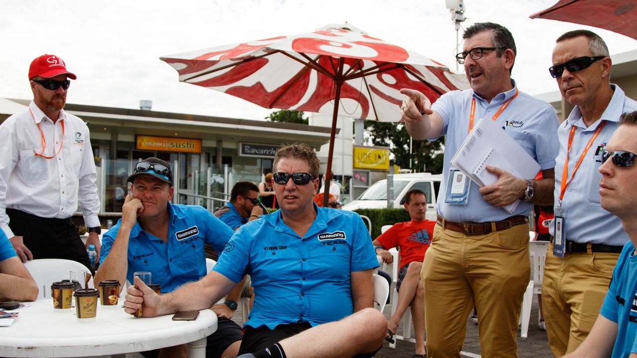 Prior to the race start, UCI come by to confirm the race rules and local laws with Neutral Service. Such things are wheel changes on the left side of the road only
