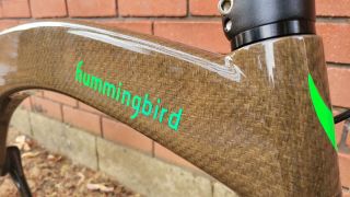 Hummingbird Folding Electric Flax Bike, detail of flax frame