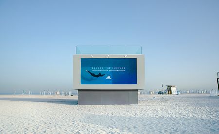 Adidas liquid billboard in Dubai in daylight