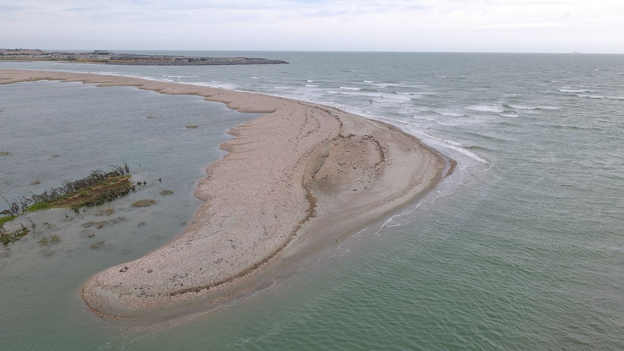 Aerial views of the South Coast of the UK on a cloudy day from a drone