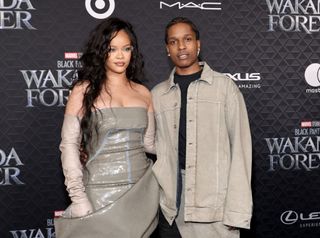 Rihanna and A$AP Rocky attend Marvel Studios' "Black Panther: Wakanda Forever" premiere at Dolby Theatre on October 26, 2022 in Hollywood, California.