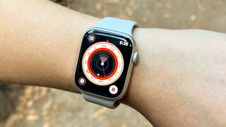 The Apple Watch Ultra on a wrist.