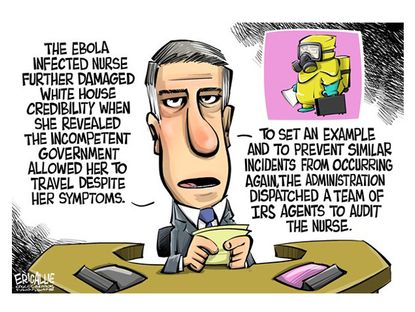 Political cartoon Ebola nurse IRS health