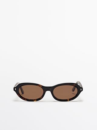 Tortoiseshell-Effect Mini Oval Sunglasses