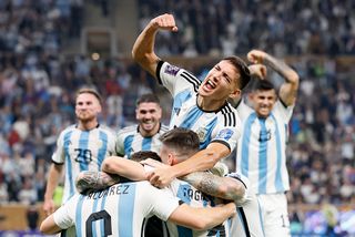 Lionel Messi of Argentina celebrates 2022 World Cup win