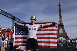 Kristen Faulkner wins gold at Paris 2024 women's road race