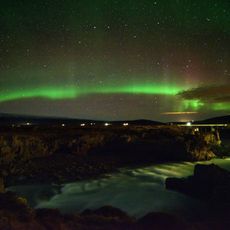 Aurora, Nature, Green, Night, Natural landscape, Atmosphere, Space, Atmospheric phenomenon, Star, Astronomical object, 