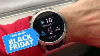 a photo of the Garmin Epix with a black friday badge