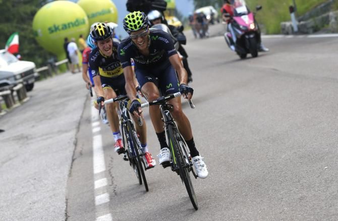 Eros Capecchi (Movistar) on the attack on the final climb