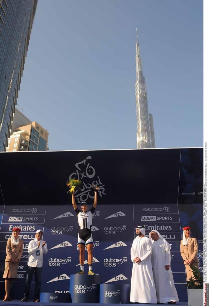 Marcel Kittel takes the cheers on the podium