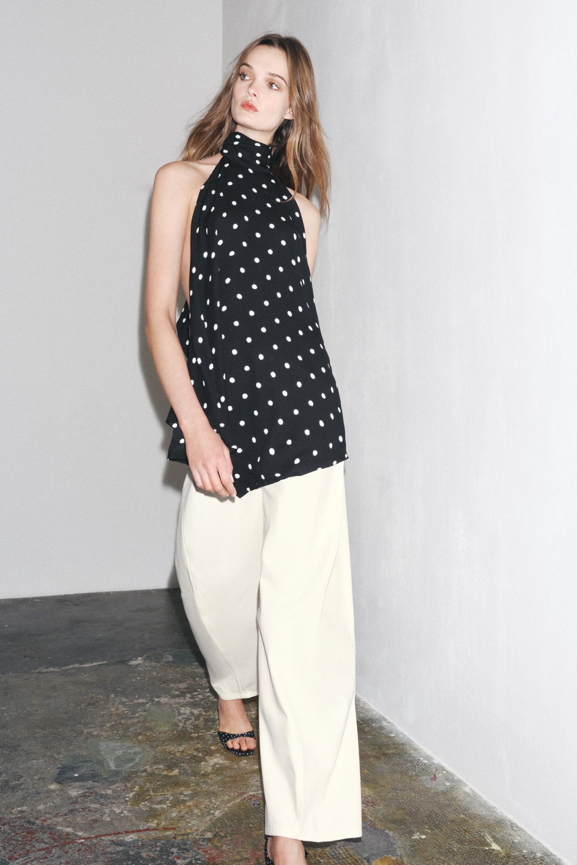 Zw Collection Polka Dot Halter Top