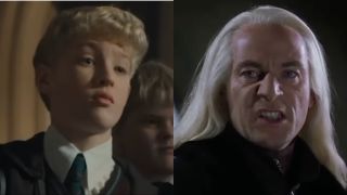 Lox Pratt as Draco Malfoy and Jason Isaacs as Lucius Malfoy