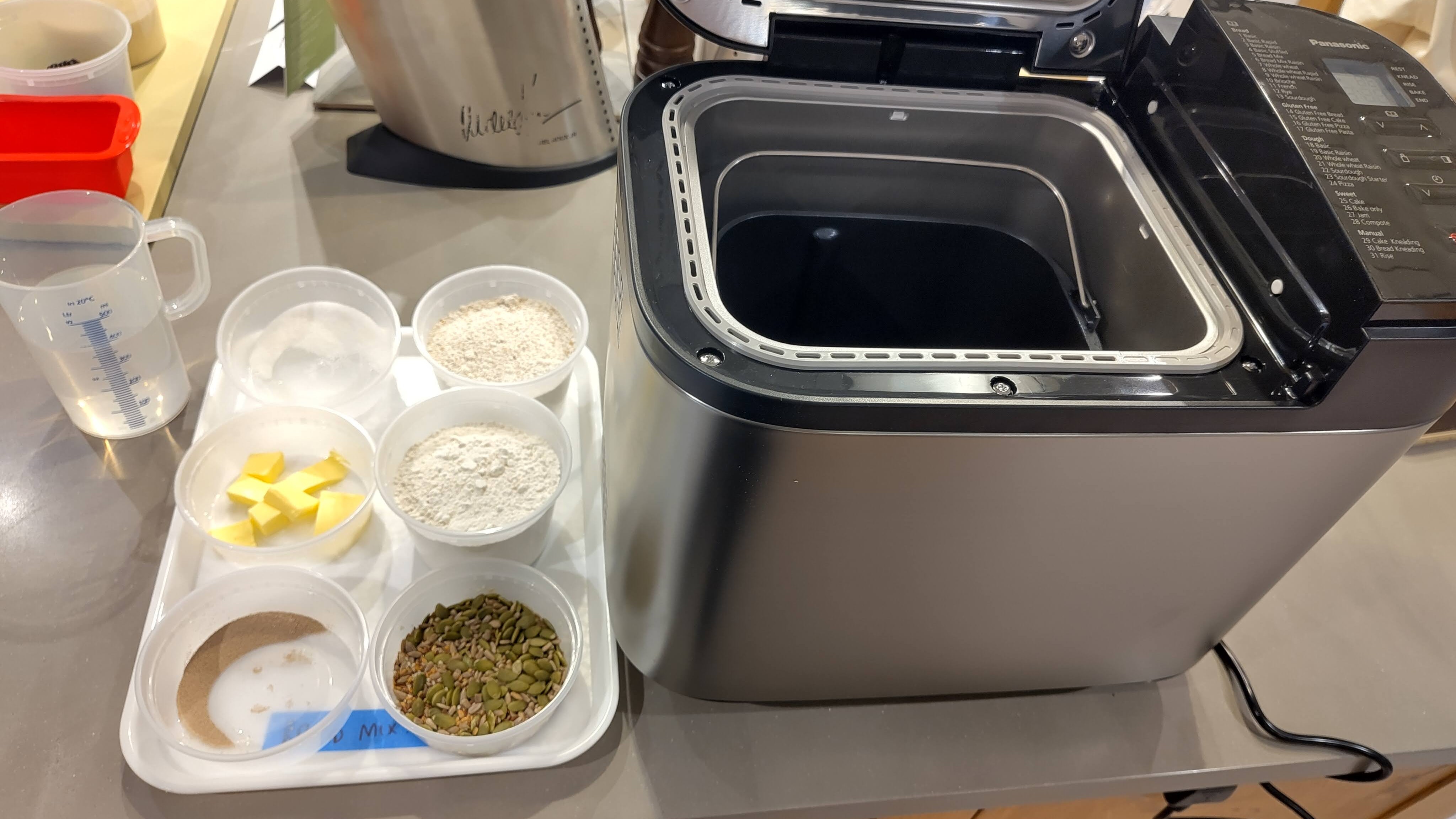 Panasonic bread maker with ingredients