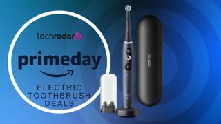Prime Day Electric Tooth Brush deals next to a black toothbrush