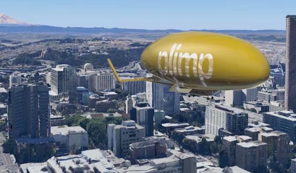 Plimp flying over Seattle