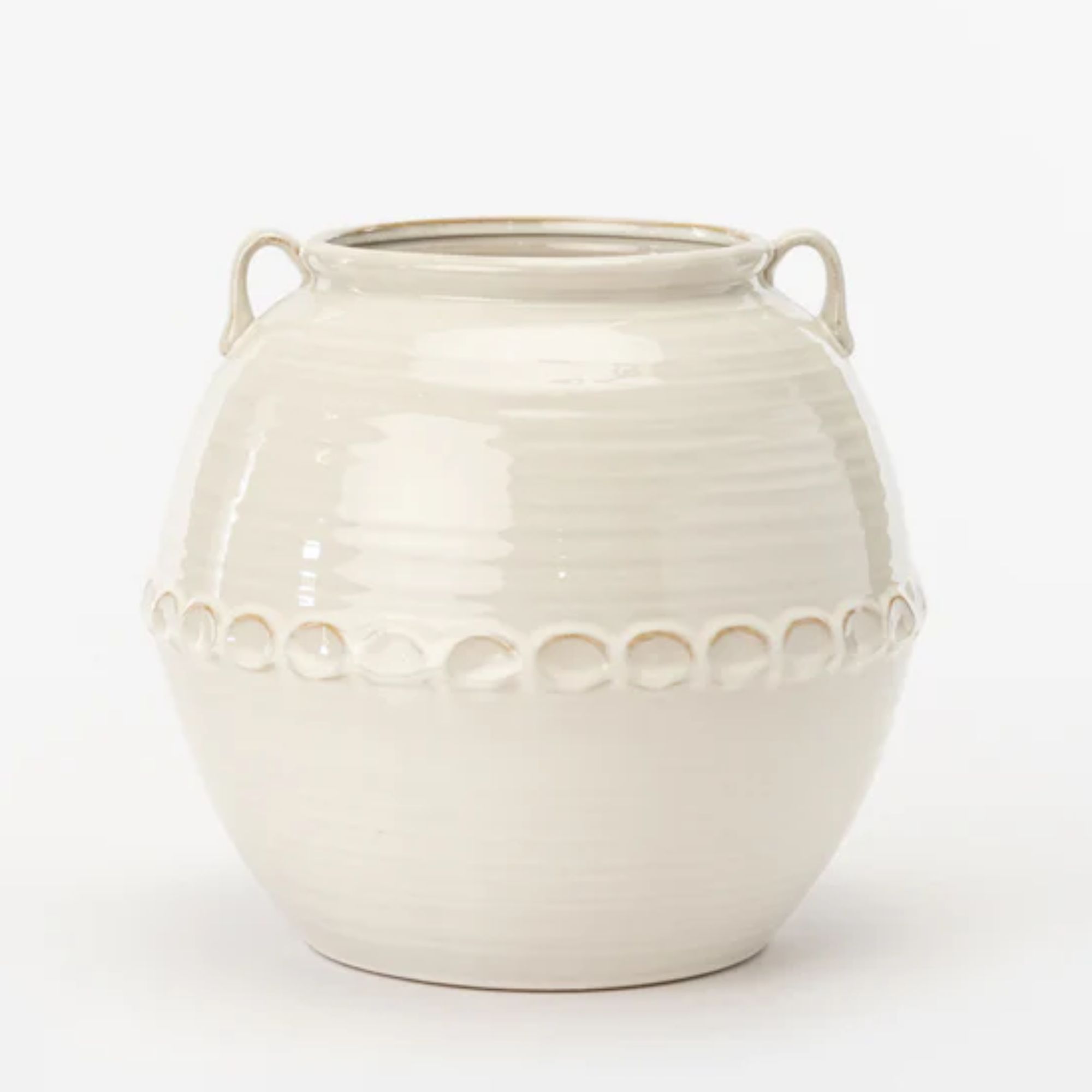 round white vase with pattern and handles