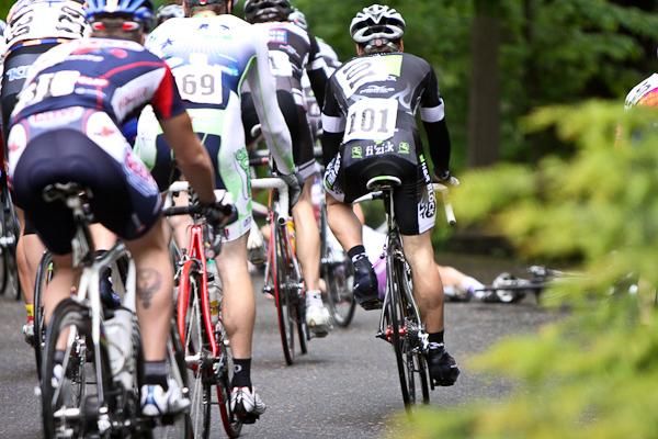 Crashes happened frequently on the slippery course.