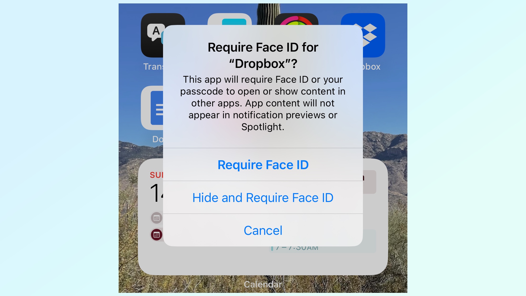 Securing apps with face Id unlock in iOS 18