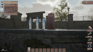 An image showing three Saint Marys and a phone box stood on Gimbert train platform in WW2 Rebuilder.