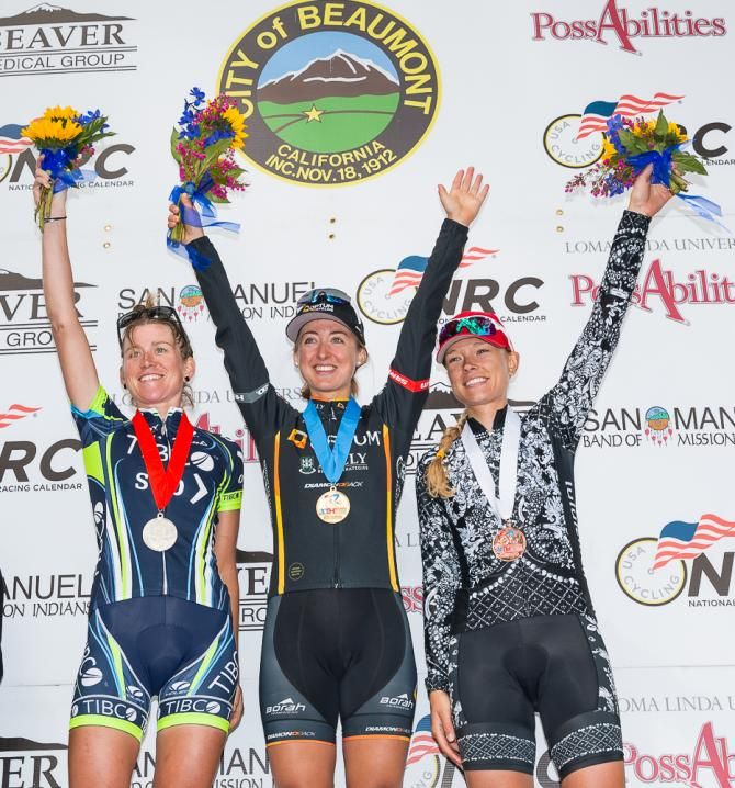 Leah Kirchmann (Team Optum p/b Kelly Benefit Strategies) on the top step