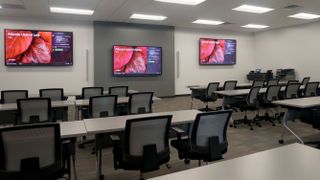 To serve both in-office and off-site workers, Sluss+Padgett partnered with Sharp Business Systems to create a state-of-the-art training room comprising, among other collaboration solutions, Mersive Solstice Pods.