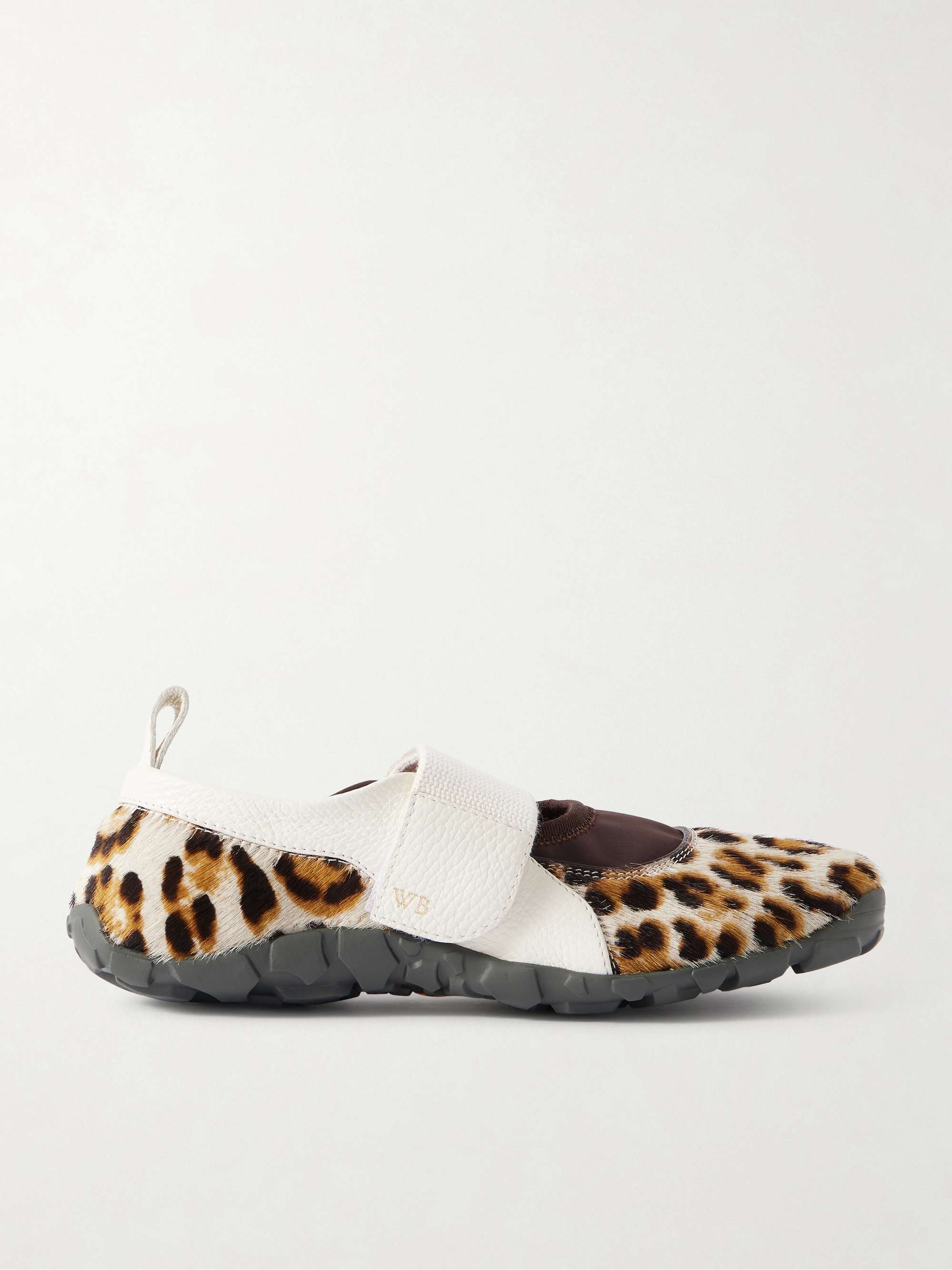 Jewel Leather-Trimmed Leopard-Print Calf Hair Mary Jane Sneakers