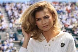 US actress Zendaya poses for a photocall as part of the promotion of the film "Challengers" at the Monte Carlo Country Club on April 13, 2024, amid the Monte Carlo ATP Masters Series Tournament, with the Rainier III court in the background.
