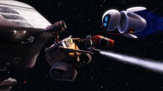 Wall-E and EVE dance in space
