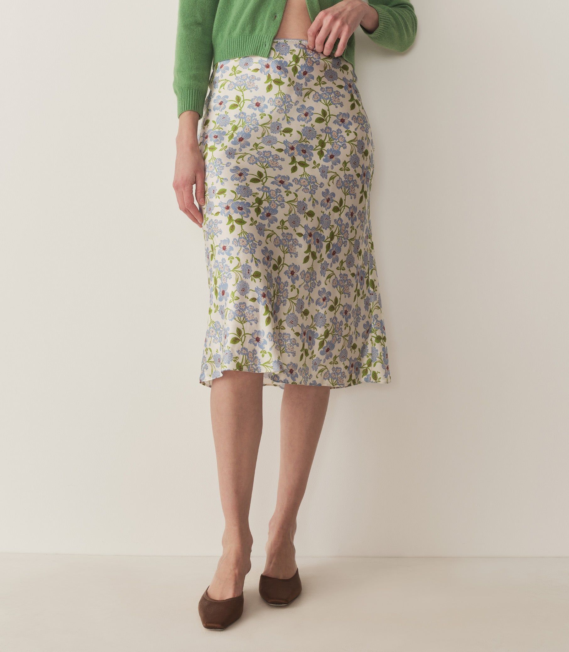 Elowena Skirt -- Ivory Strawberry Moon Floral