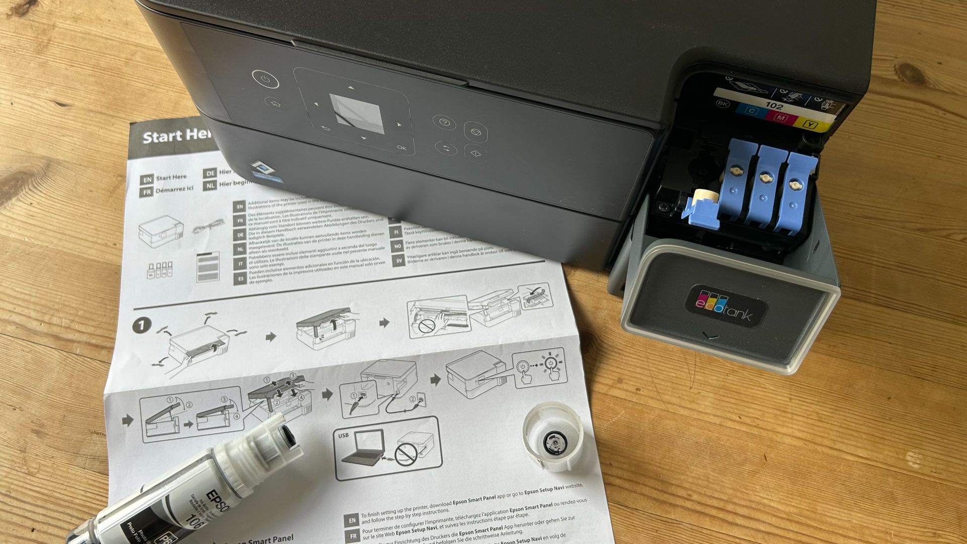 Testing the Epson EcoTank ET-2980 ink tank printer in a home office