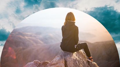 woman on mountain sky in background while she is pondering, meant to symbolize curious gemini spirit; when is gemini season 2022