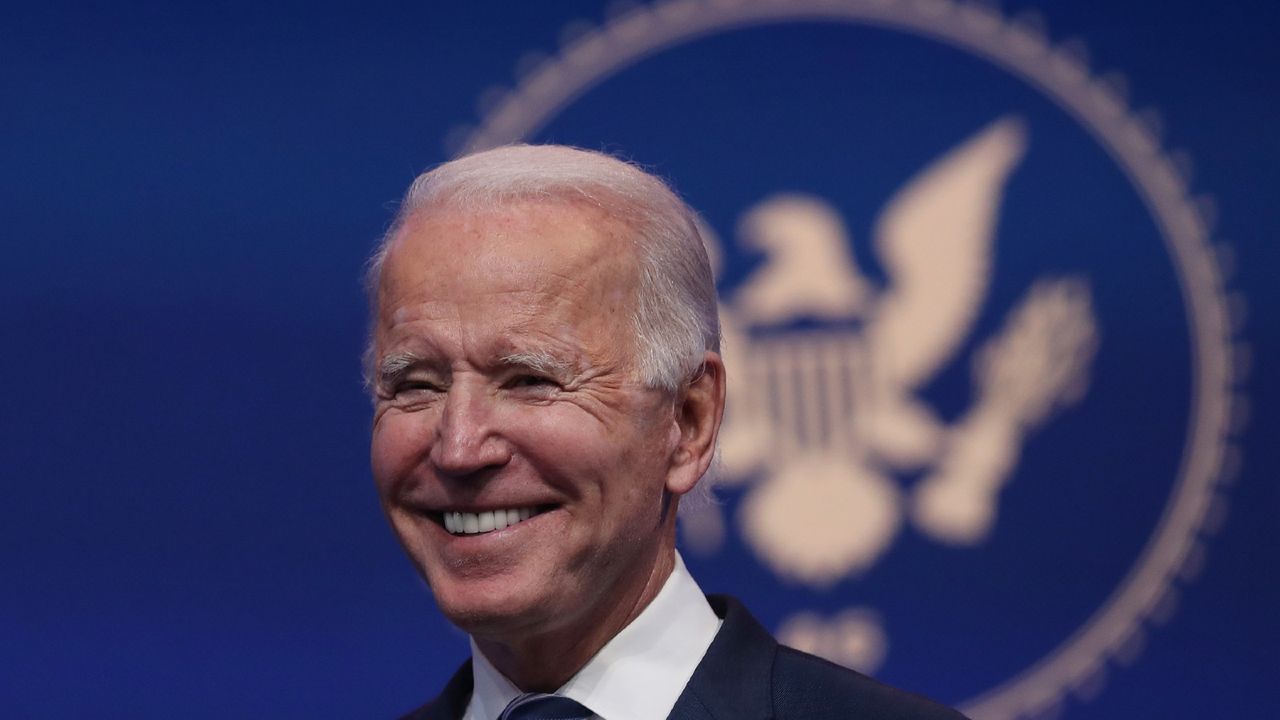 WILMINGTON, DELAWARE - NOVEMBER 10: U.S. President-elect Joe Biden addresses the media about the Trump Administration’s lawsuit to overturn the Affordable Care Act on November 10, 2020 at the Queen Theater in Wilmington, Delaware. Mr. Biden also answered questions about the process of the transition and how a Biden Administration would work with Republicans. )