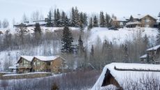 Large mansions are seen near Jackson, Wyoming.