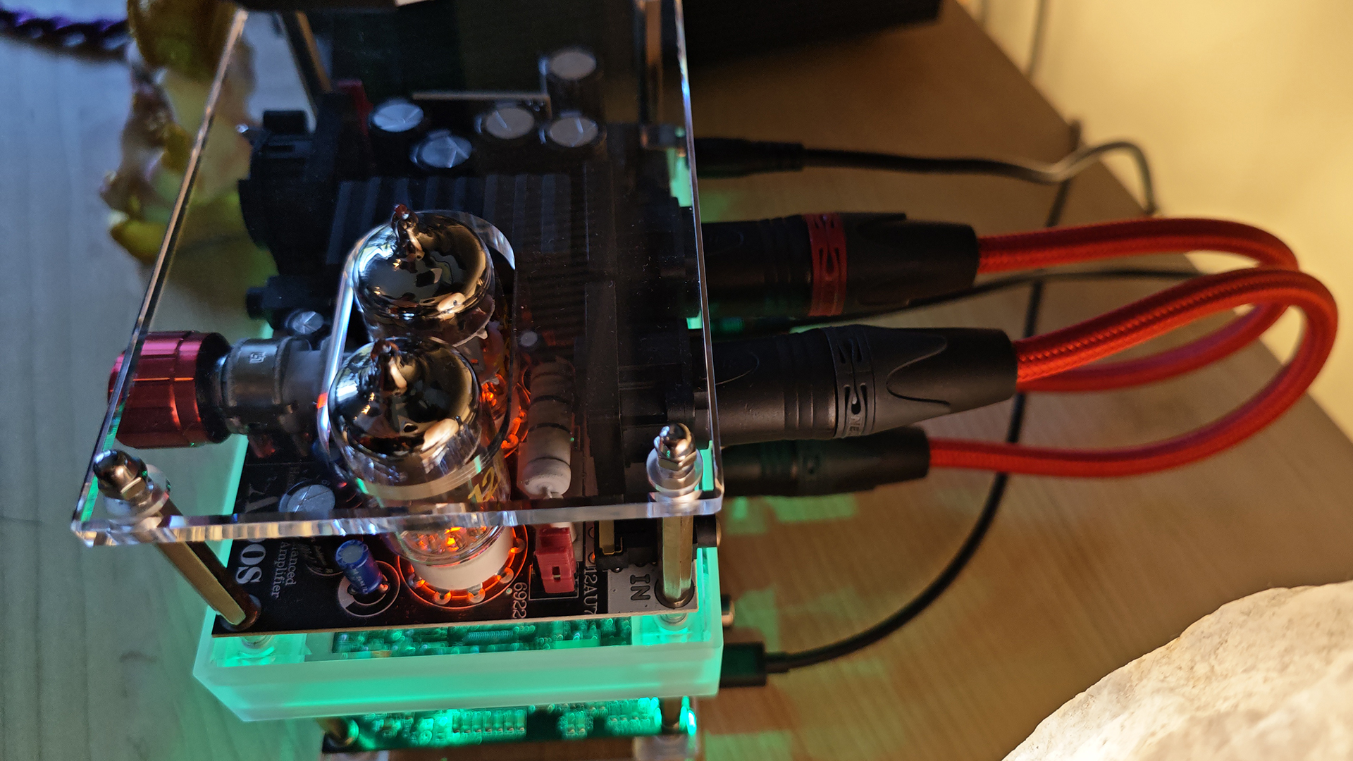 The Gremlin amp and Merlin DAC on a desktop.