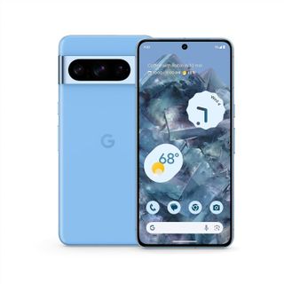 Google Pixel 8 Pro in blue on a white background