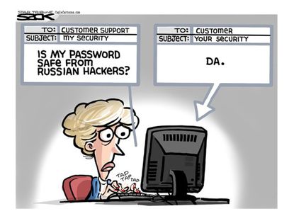 Editorial cartoon Russia hack passwords