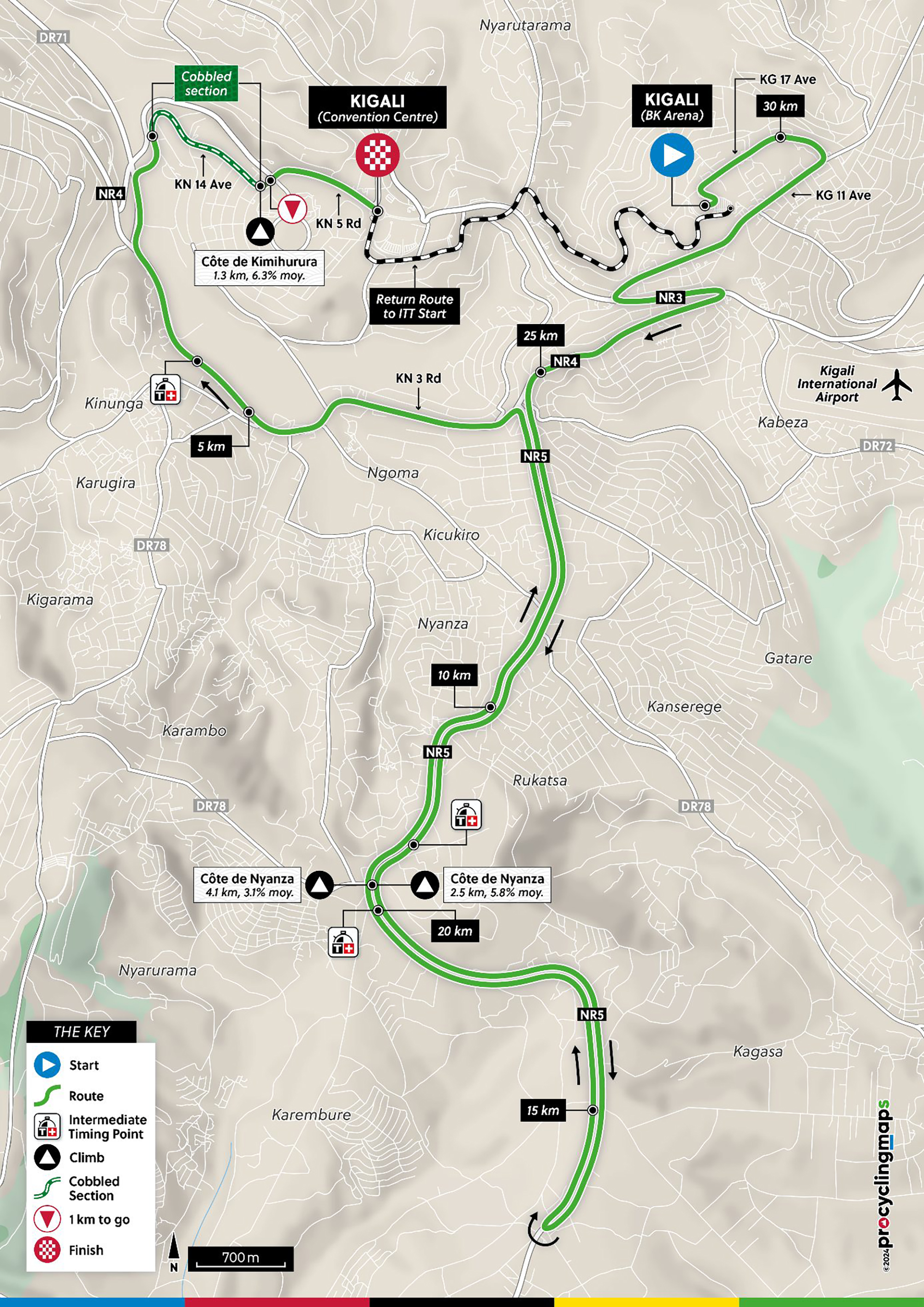 Race route men's elite individual time trial