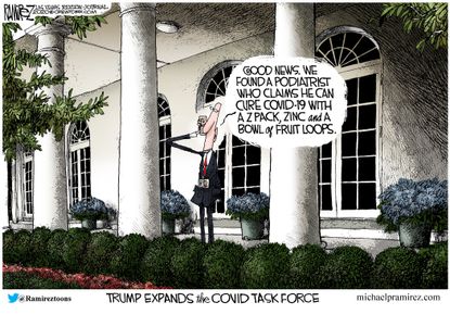 Political Cartoon U.S. Trump COVID task force