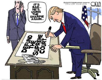 Political Cartoon U.S. Trump supreme court sharpie