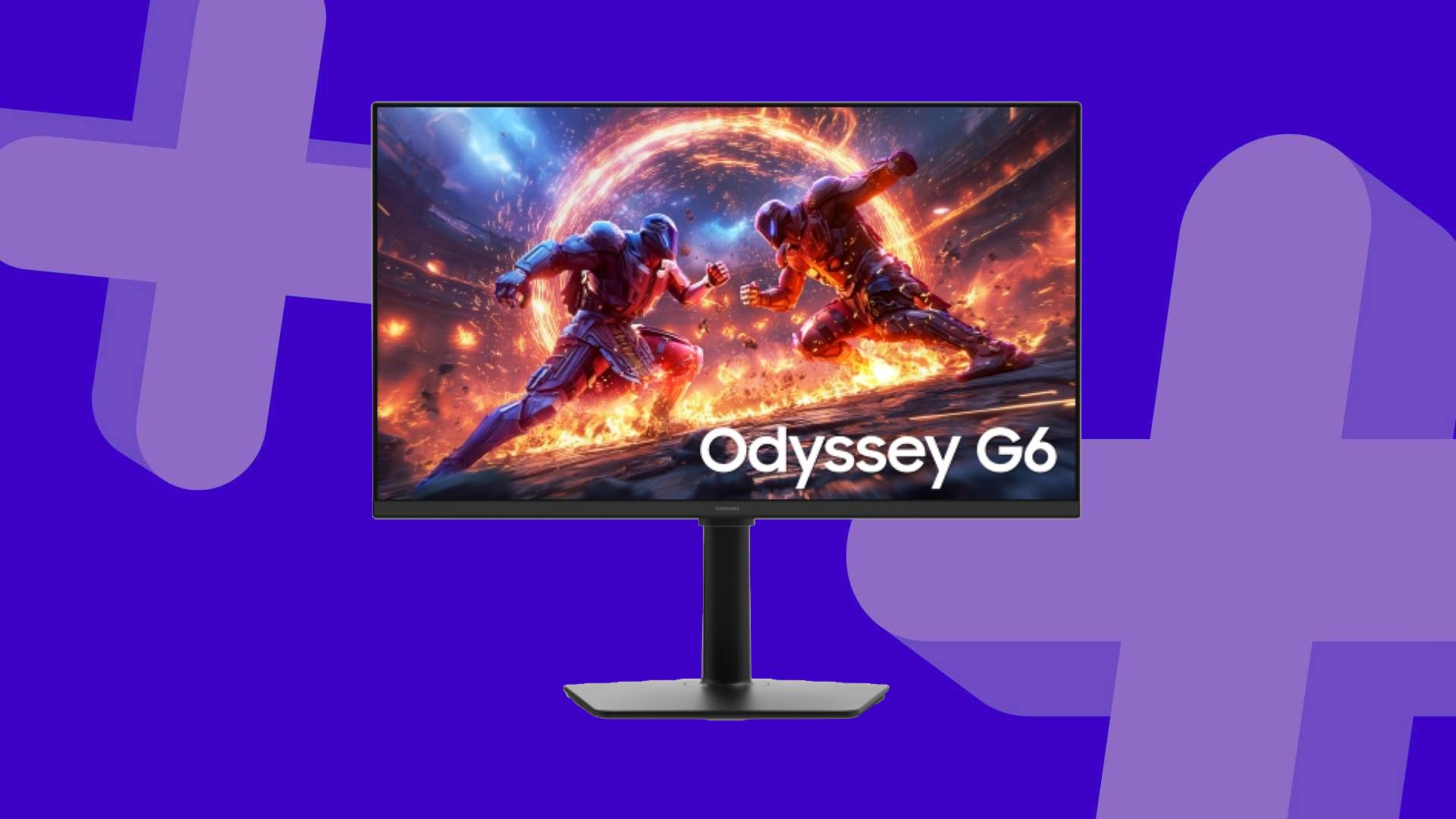 1040Hz Samsung Odyssey G60H with blue backdrop and purple GamesRadar+ logos.