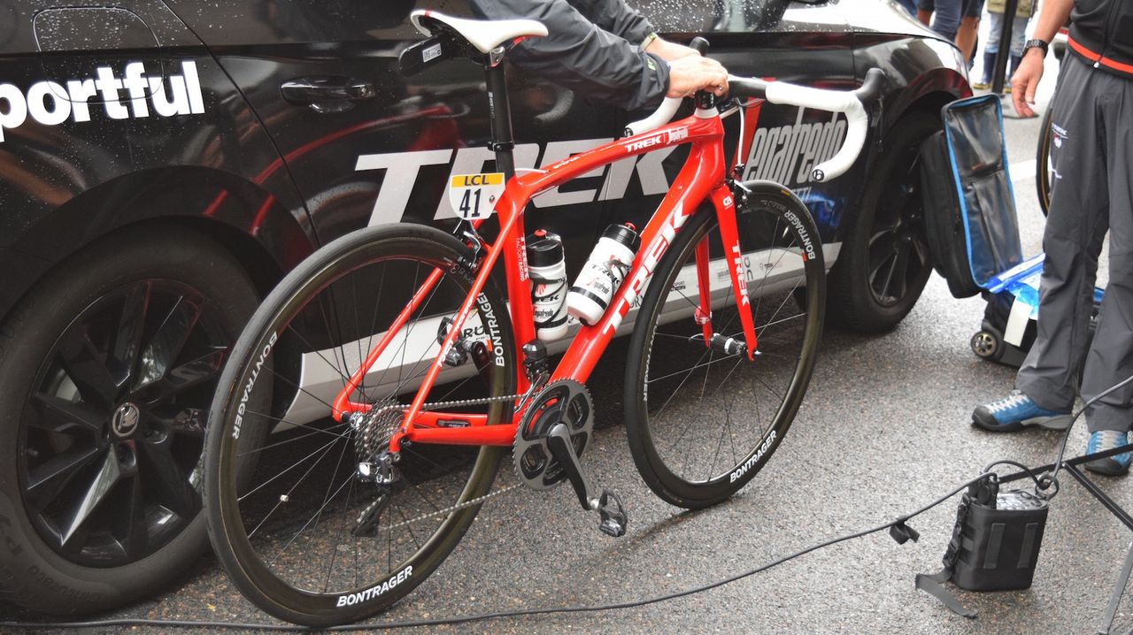 Alberto Contador rode stage 1 of the race on the new Trek Emonda