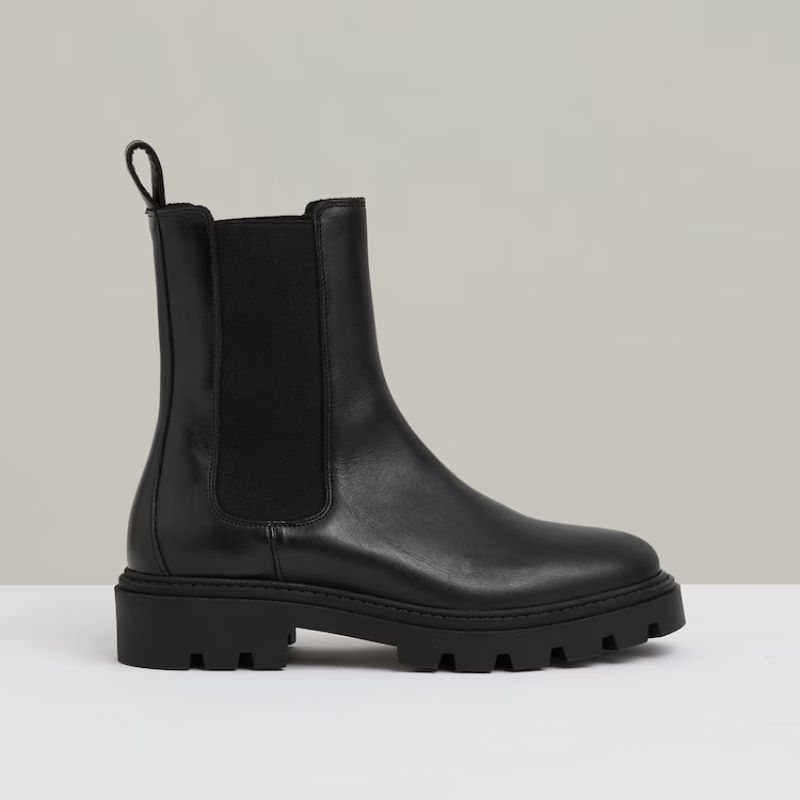 Leather Cleated Sole Chelsea Boots cut out 