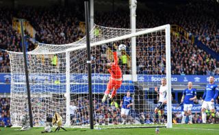 Luck was on Harry Kane's side as he reached a century of goals for Tottenham, lobbing Everton's Jordan Pickford with a cross from the byline in a comprehensive Premier League win at Goodison Park in September, 2017