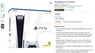 A screenshot of Amazon's PS5 listing page in May 2023
